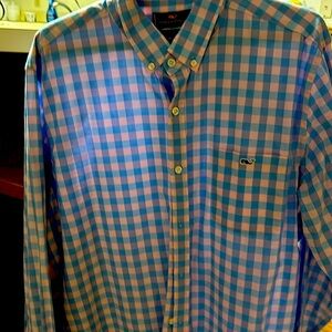 Long sleeve button down shirt.